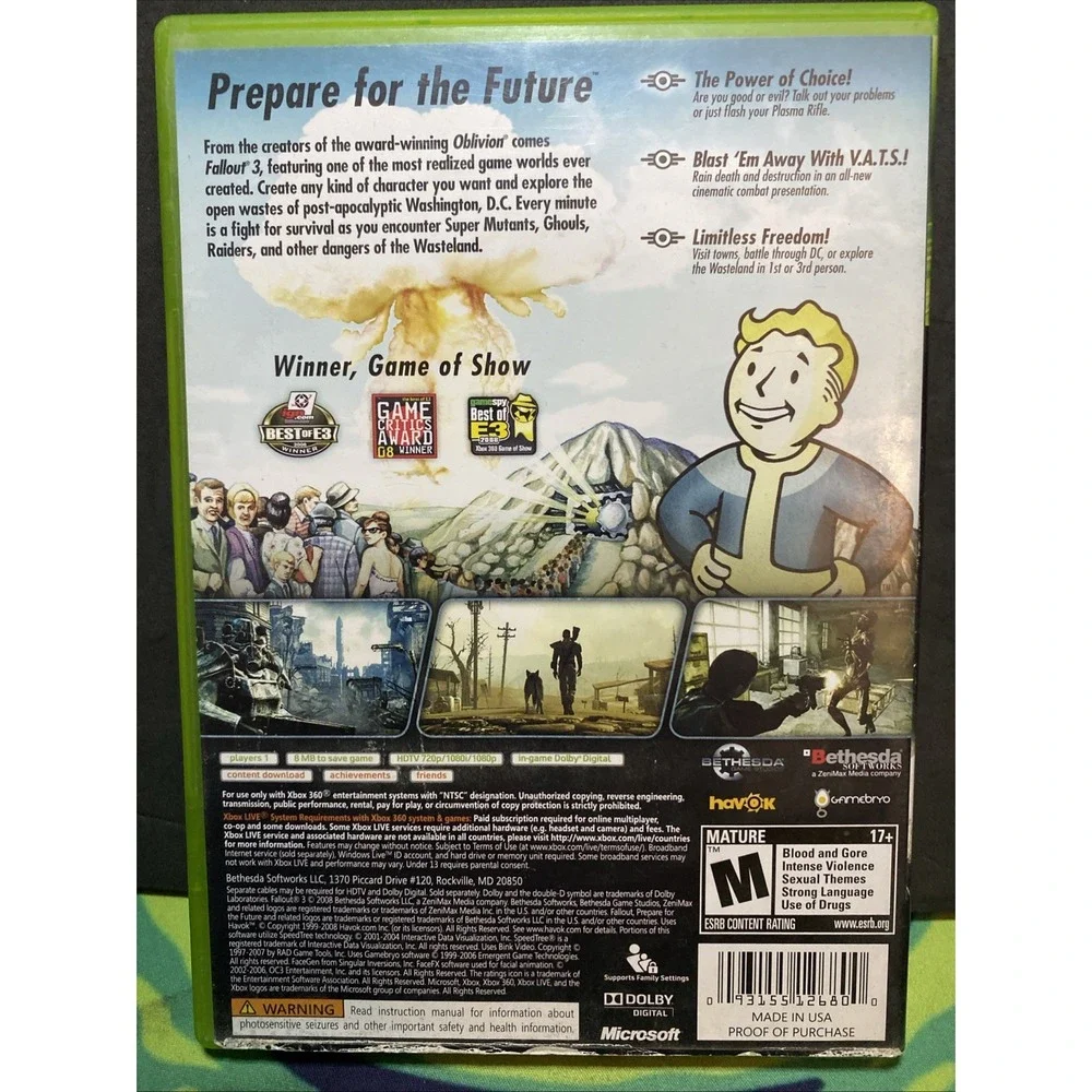 Fallout 3 - Xbox 360 Very Nice Tested And Working Complete With Manual